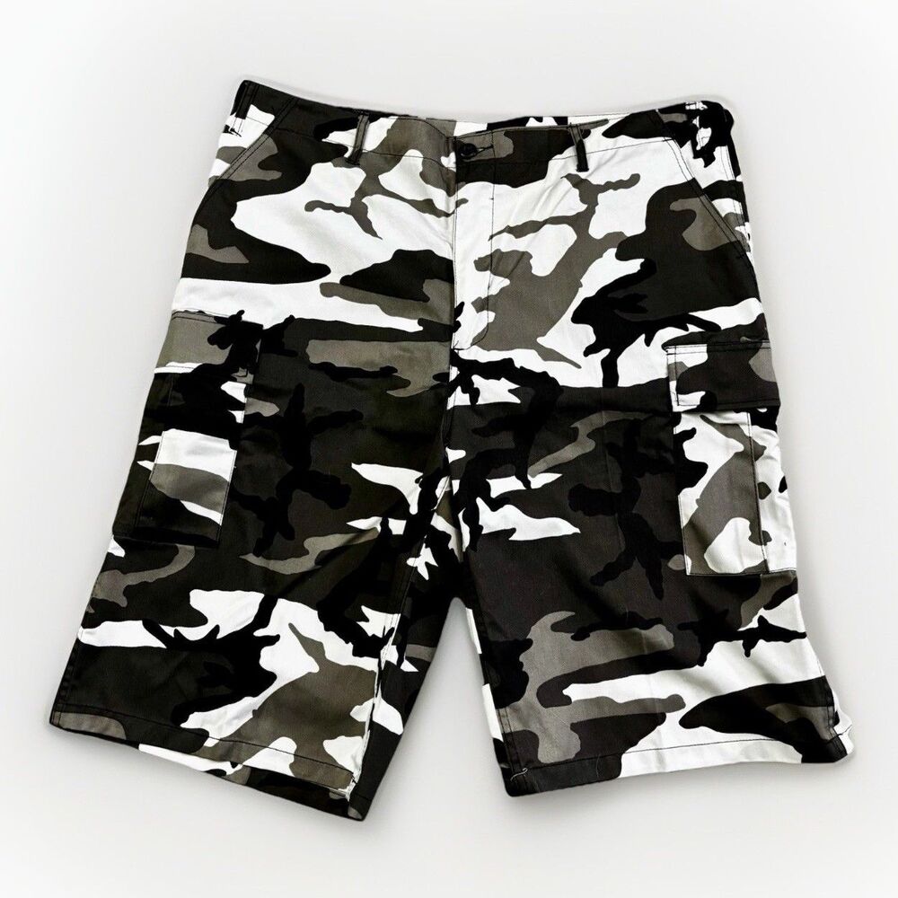 Rothco BDU Camo Long Shorts Men's Size 39 to 43 Adjustable Cargo RN 37572